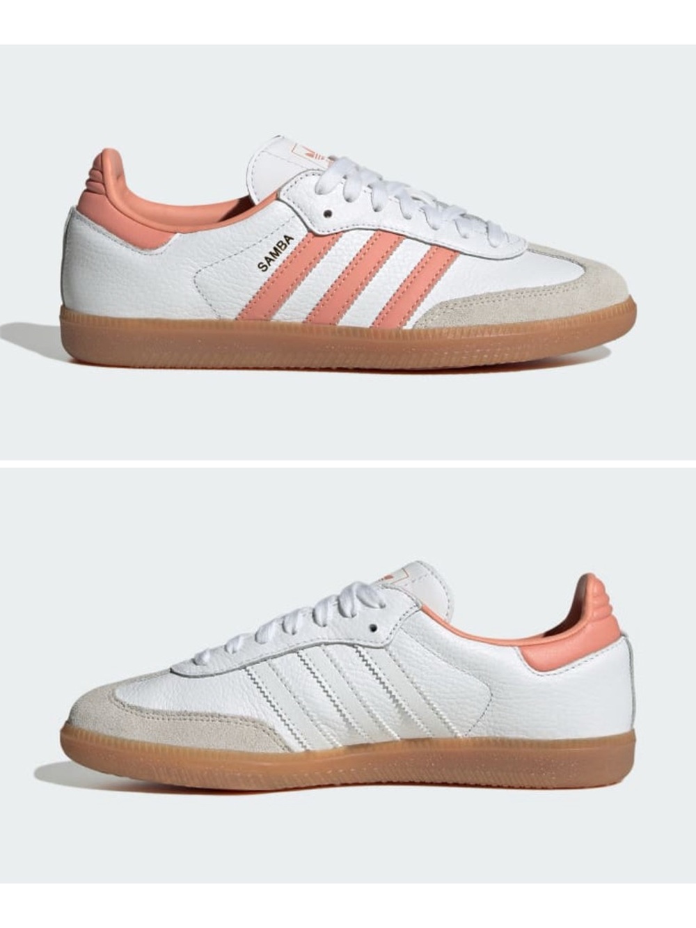 $100 Adidas Samba OG Wonder Clay White & Peach Leather Suede Low Top Sneakers 7 - Picture 2 of 13